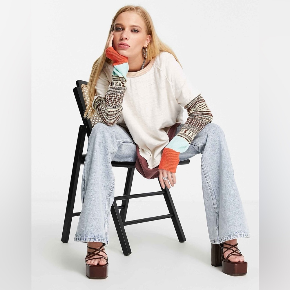 We The Free | Colorful Patterned Sleeve Top